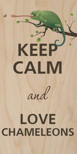 Keep Calm & Love Chameleons Design 2 - Plywood Wood Print Poster Wall Art