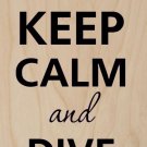 Keep Calm & Dive On Diver & Dolphin - Plywood Wood Print Poster Wall Art
