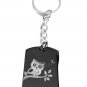 Wise Owl Bird Animal Sitting Perched on Branch - Metal Ring Key Chain Keychain