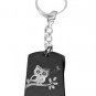 Wise Owl Bird Animal Sitting Perched on Branch - Metal Ring Key Chain Keychain