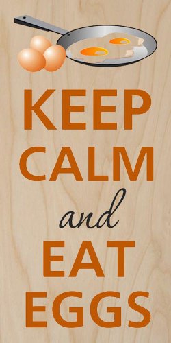 Keep Calm and Eat Eggs w/ Frying Pan - Plywood Wood Print Poster Wall Art