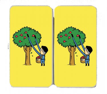 "Part-Time JOB Apple Farm" Funny Comic Parody - Womens Taiga Hinge Wallet Clutch