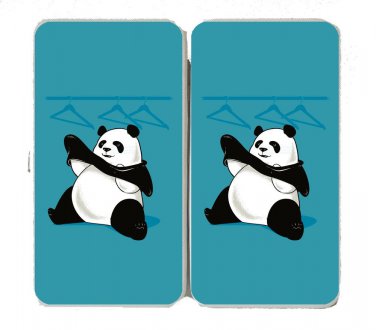 "Outfit" Funny Panda Bear Putting On Clothes - Womens Taiga Hinge Wallet Clutch