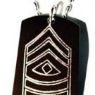 Army Military Officer First Sergeant Sgt Rank - Dog Tag w/ Metal Chain Necklace