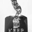 Keep Calm And Love Beer w/ Ice Mug - Metal Ring Key Chain Keychain