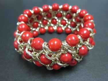 4 strands stretch bracelet with round simulated stones