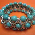 3 strands stretch bracelet with simulated Turquoise stones