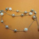 Imitation pearls with silver chain bracelet