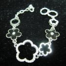 Silver flowers with crystal bracelet