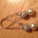 Swarovski Cream Pearl and Rhinestone Ball Earrings
