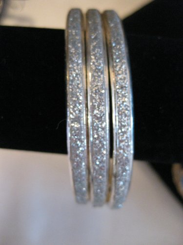 Set of 3 - Silver Glitter Bangles