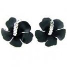 Black Flower with Rhinestone Earrings