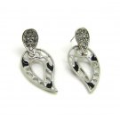Silver and Black Leaf Earrings