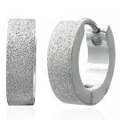 Silver Sandblasted Huggie Earrings