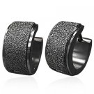 Wide Black Sandblasted Huggie Earrings