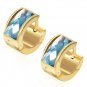 Gold with Light Blue Gem Huggie Earrings