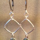 Silver Small Square Earrings with Light Blue Swarovski Crystals
