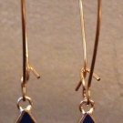 Long Gold Earrings with Navy Charms