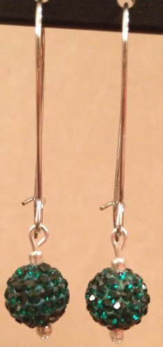Emerald Green Disco Ball Drop Earrings