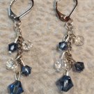 Blue Jean and Whie Swarovski Crystal Earrings