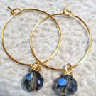 Gold Hoops with Jean Blue Crystals