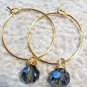 Gold Hoops with Jean Blue Crystals