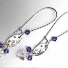 Silver Long Earrings with Purple Swarovski