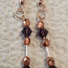 Rose Gold and Purple Beaded Long Bar Earrings
