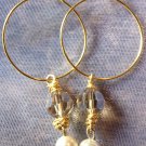 Champagne and Pearl Gold Hoops