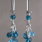 Turquoise and Grey Long Cluster Earrings