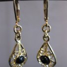 Gold and Black Lever Back Earrings