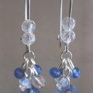 Medium Blue and White Cluster Earrings