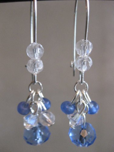 Medium Blue and White Cluster Earrings