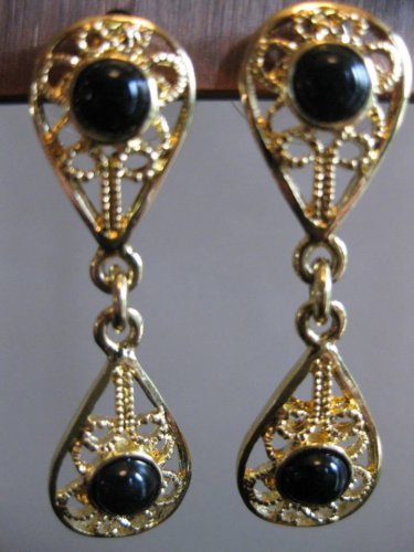 Double Teardrops - Black and Gold