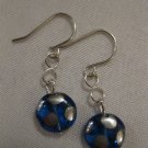 Blue and Silver Polka Dot Earrings