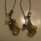 Grey and Yellow Silver Cluster Earrings