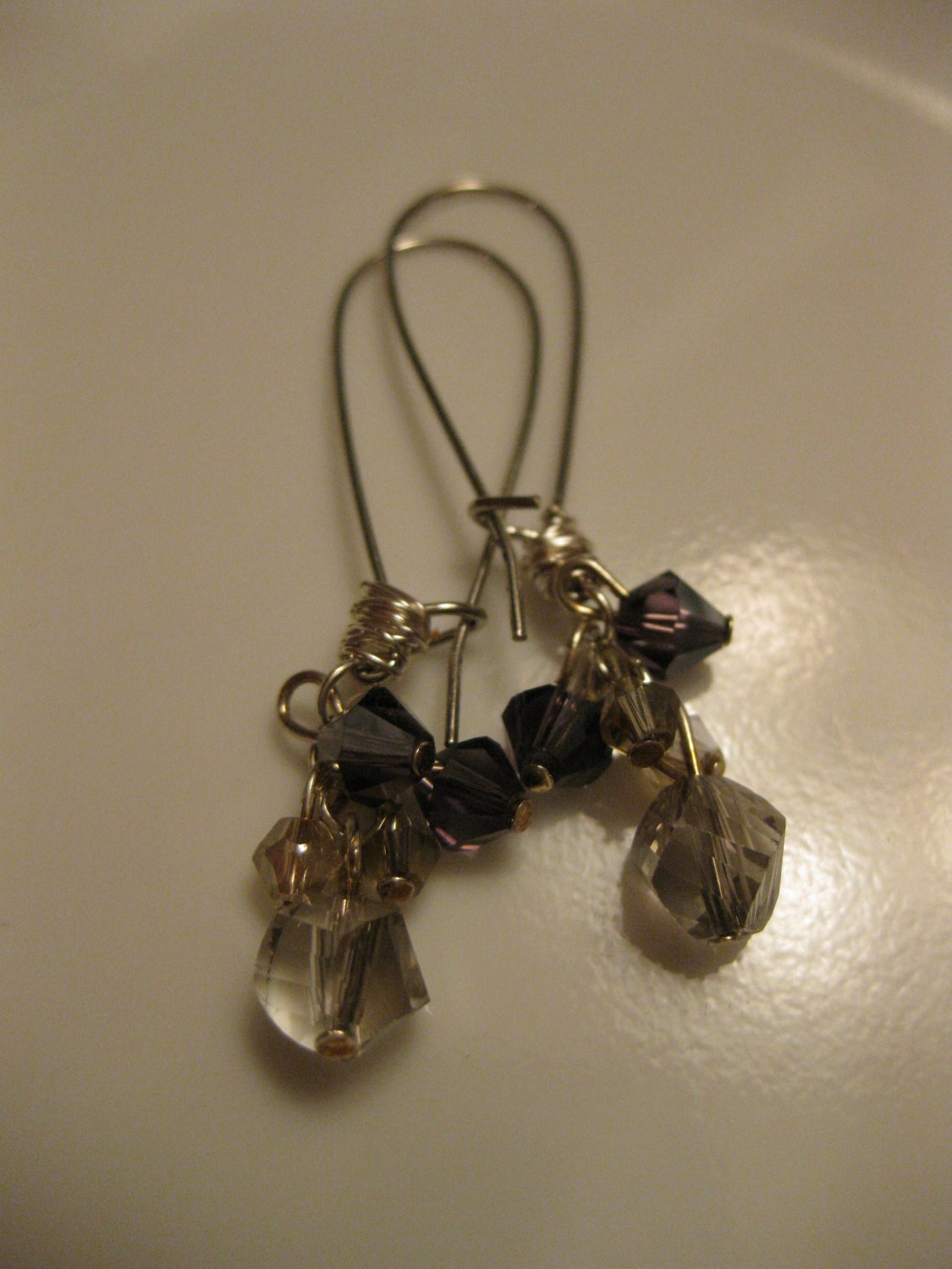 Purple/Grey Swarovski Crystal Cluster Earrings