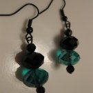 Emerald Green and Black Crystal Earrings