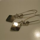 Long Diamond Charm Earrings with Grey Swarovski Crystals