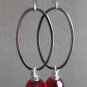 Red Swarovski Crystals on Silver Oval Earrings