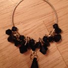 Black and Gold Swarovski Hoop Earrings