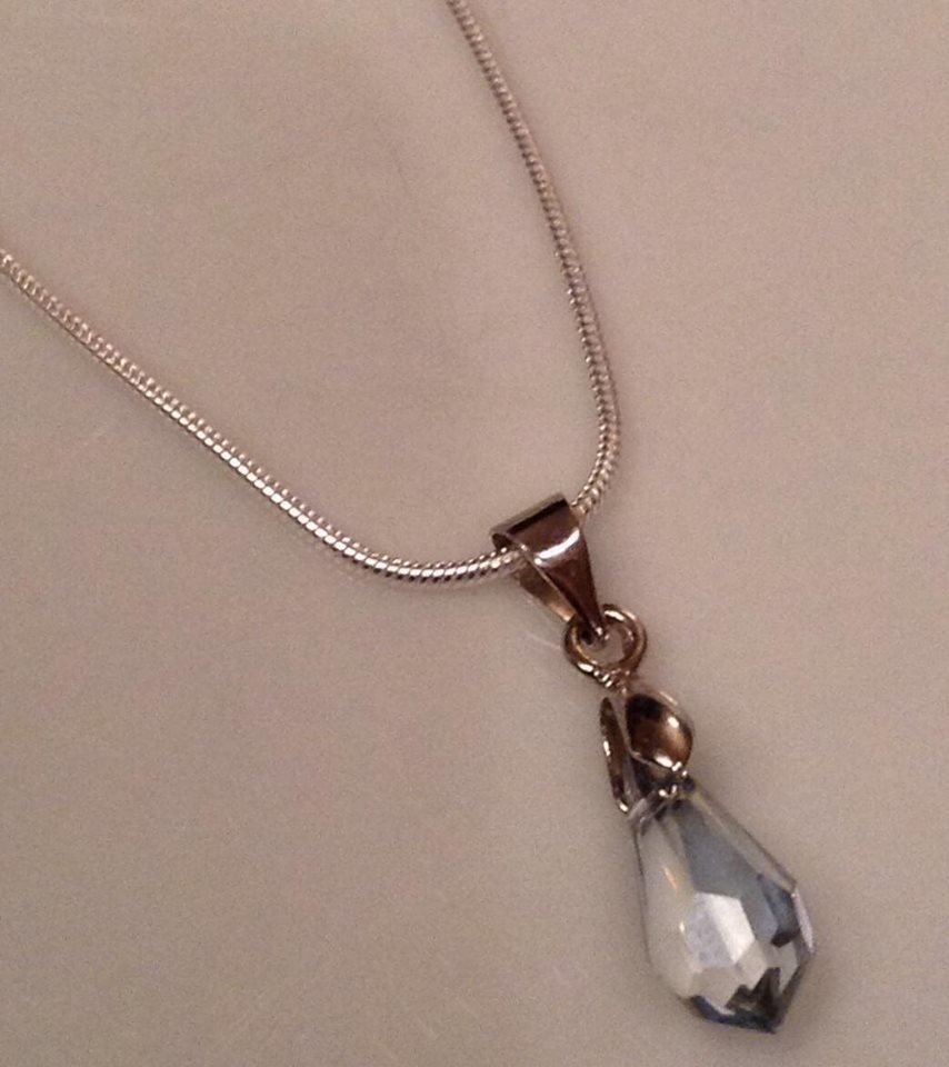 Simple Blue Shadow Swarovski Pendant on Sterling Silver Necklace