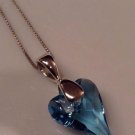 Light Blue Wild Swarovski Heart Pendant on Sterling Silver Necklace