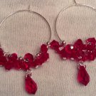Red Swarovski Cluster Earrings on Sterling Silver Hoops