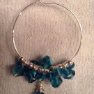Teal Swarovski Crystal Sterling Silver Hoop Earrings