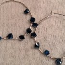 Sterling Silver Twisted Navy Blue Swarovski Earrings