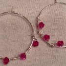 Sterling Silver with Twisted Fushia Swarovski Crystal Earrings