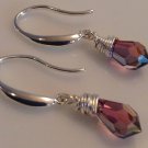 Burgundy Swarovski Raindrop & Sterling Silver Earrings