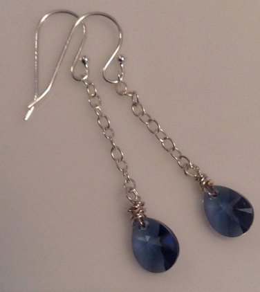 Sterling Silver & Montana Blue Teardrop Earrings