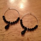 Sterling Silver & Swarovski Black Hoop Earrings